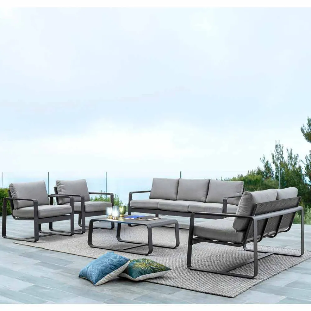 Viadurini in the Garden Gartensofas-2-Sitzer-Outdoor-Sofa aus Aluminium mit Stoffkissen - Mirea