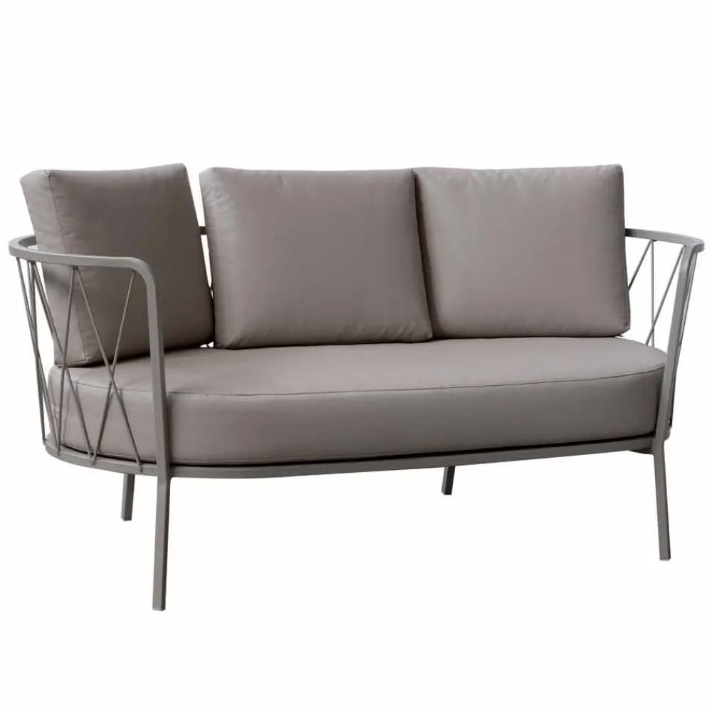 Viadurini in the Garden Gartensofas-2-Sitzer-Outdoor-Sofa aus Metall und Stoff mit Kissen Made in Italy - Olma