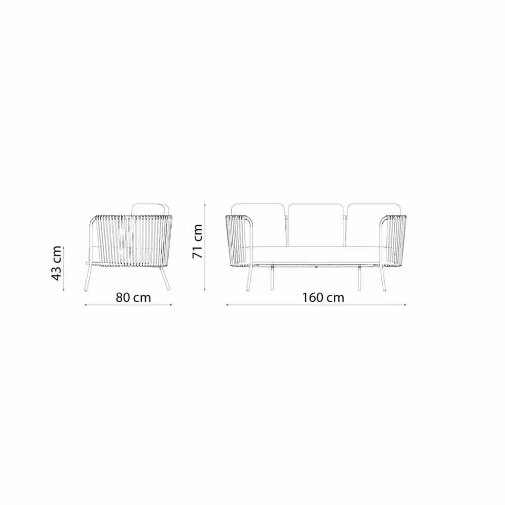 Viadurini in the Garden Gartensofas-2-Sitzer-Outdoor-Sofa aus Metall und Stoff mit Kissen Made in Italy - Olma