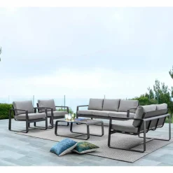 Viadurini in the Garden Gartensofas-3-Sitzer-Outdoor-Sofa mit Rückenkissen und Sitz aus Stoff - Mirea