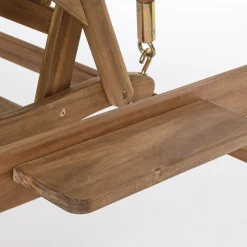 Viadurini in the Garden Gartensofas-2-Sitzer-Schaukelsofa aus Akazienholz mit weißer Leinwand - Roxen