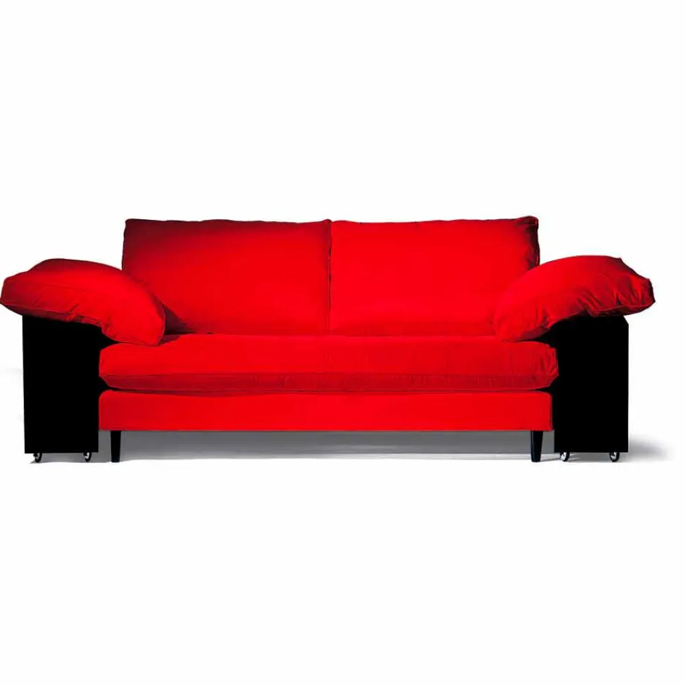 Viadurini Italian Sofas Moderne Sofas-2-Sitzer-Sofa aus Baumwolle mit Seitenwürfeln aus Mdf Made in Italy - Damaskus