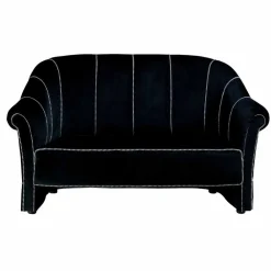 Viadurini Italian Sofas Moderne Sofas-2-Sitzer-Sofa aus schwarzem Samt mit Kontrastnähten Made in Italy - Caster