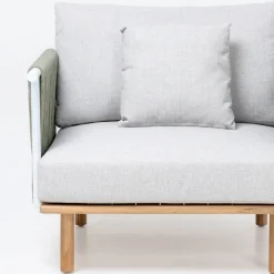 Viadurini in the Garden Gartensofas-4-Sitzer-Sofa aus Teakholz, Seilgeflecht und Kissen - Bellatrix