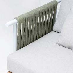 Viadurini in the Garden Gartensofas-2-Sitzer-Sofa aus Teakholz, Seilgeflecht und Kissen - Bellatrix