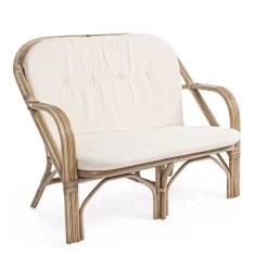 Viadurini in the Garden Gartensofas-2-Sitzer-Sofa für den Garten in weißen Rattan-Kissen - Maurizia