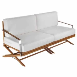 Viadurini in the Garden Gartensofas-3-Sitzer-Sofa im Freien aus Naturholz oder schwarzem und luxuriösem Stoff - Suzana