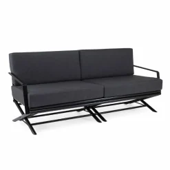 Viadurini in the Garden Gartensofas-3-Sitzer-Sofa im Freien aus Naturholz oder schwarzem und luxuriösem Stoff - Suzana