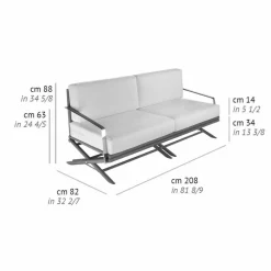 Viadurini in the Garden Gartensofas-3-Sitzer-Sofa im Freien aus Naturholz oder schwarzem und luxuriösem Stoff - Suzana