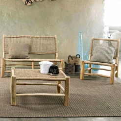 Viadurini in the Garden Gartensofas-2-Sitzer-Sofa im Freien aus Teakholz und Kunstfaser - Tecno