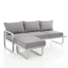 Viadurini in the Garden Gartensofas-3-Sitzer-Sofa mit Aluminium-Gartenhocker und grauen Kissen – Avoir