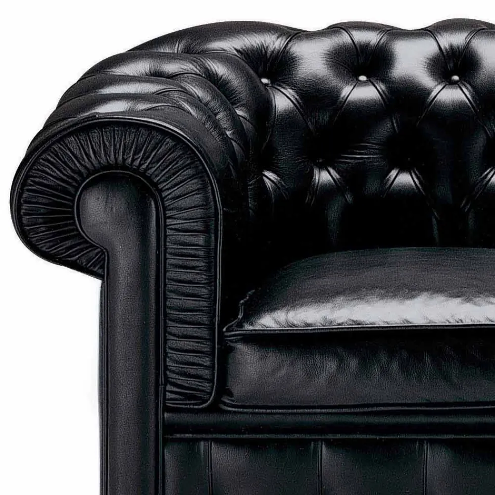 Viadurini Italian Sofas Klassische Sofas-3-Sitzer-Sofa mit Lederbezug und lackierten Füßen Made in Italy - Idra