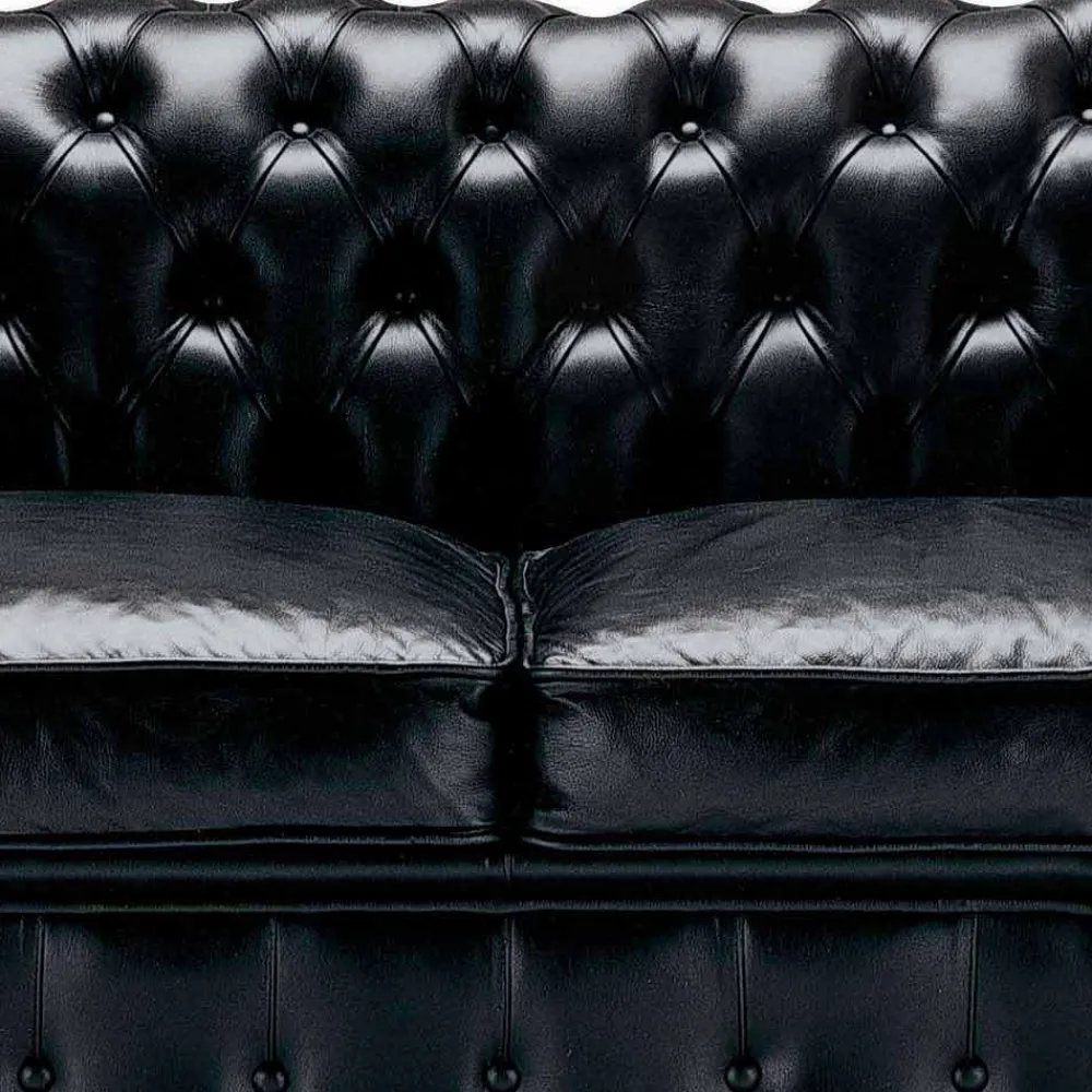 Viadurini Italian Sofas Klassische Sofas-3-Sitzer-Sofa mit Lederbezug und lackierten Füßen Made in Italy - Idra