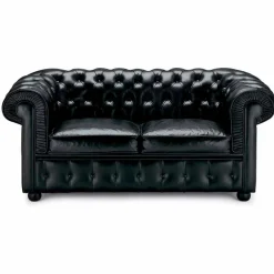 Viadurini Italian Sofas Klassische Sofas-2-Sitzer-Sofa mit Lederbezug und Holzfüßen Made in Italy - Idra