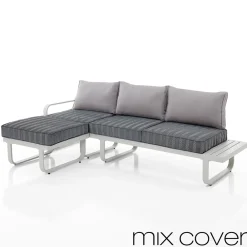 Viadurini in the Garden Gartensofas-3-Sitzer-Sofa mit Outdoor-Pouf, geliefert mit 2 Bezügen – Partir