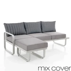 Viadurini in the Garden Gartensofas-3-Sitzer-Sofa mit Outdoor-Pouf, geliefert mit 2 Bezügen – Partir