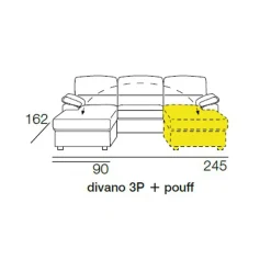Viadurini Living Moderne Sofas-3-Sitzer-Sofa mit umkehrbarem Pouf aus Stoff Made in Italy - Abudhabi