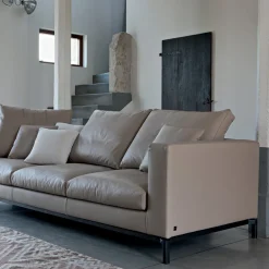 Viadurini Living Moderne Sofas-3-Sitzer-Wohnzimmersofa aus Leder, Holz und Metall Made in Italy - Bizzarro