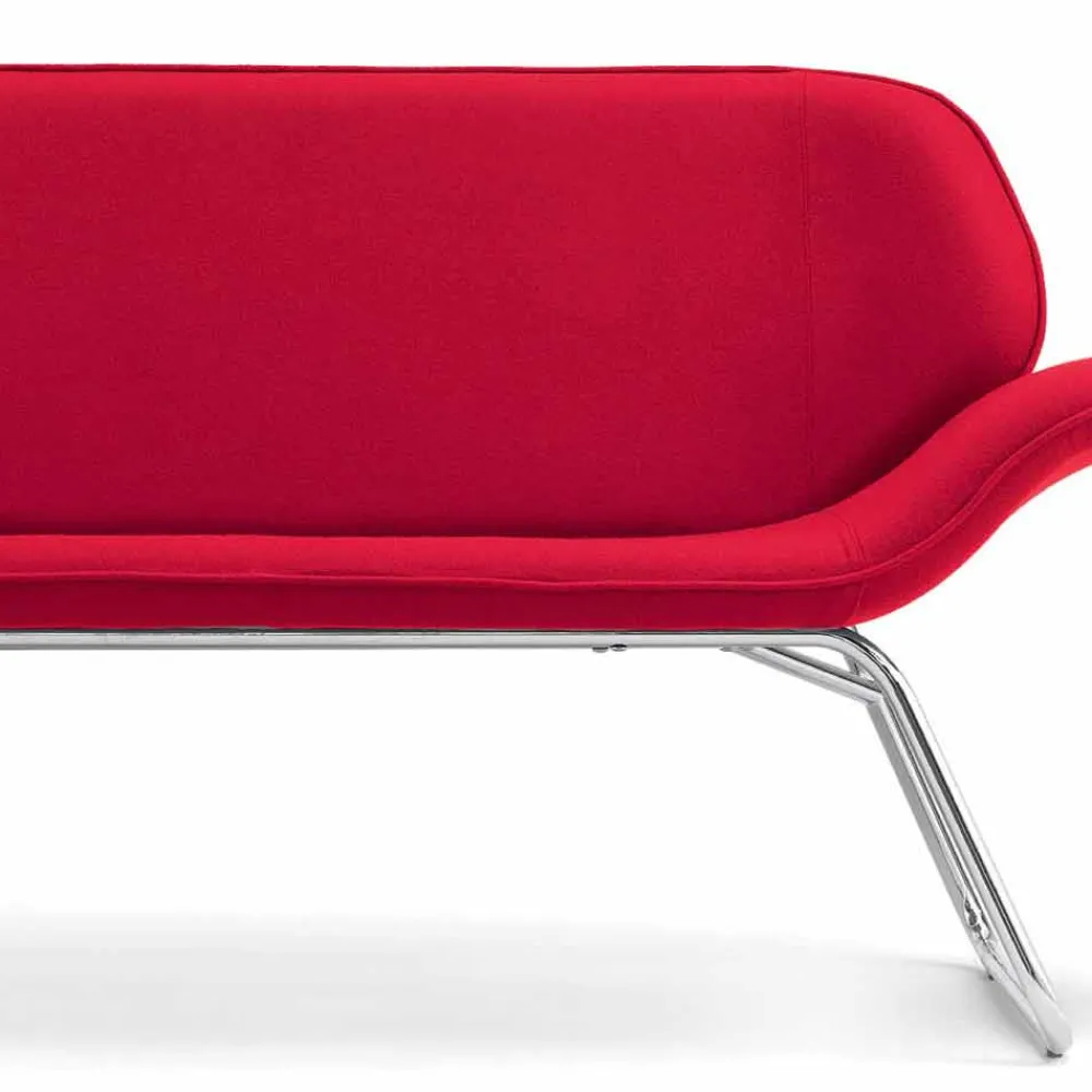 Viadurini Living Bürosofas-Sofa für Wartezimmer aus verchromten Stahl und Leder Cesare