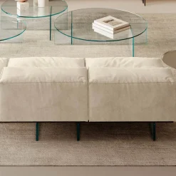 Viadurini Living Moderne Sofas-Sofa mit extraklarem Glassockel und Stoffsitz, hergestellt in Italien – Rory