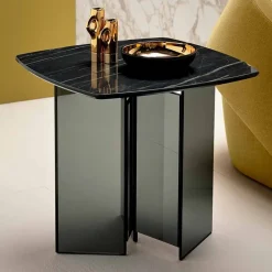 Viadurini Living Moderne Couchtische-Sofa-Beistelltisch für Wohnzimmer mit Keramikplatte und Rauchglas - Random