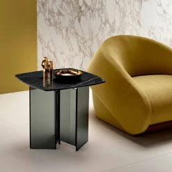 Viadurini Living Moderne Couchtische-Sofa-Beistelltisch für Wohnzimmer mit Keramikplatte und Rauchglas - Random