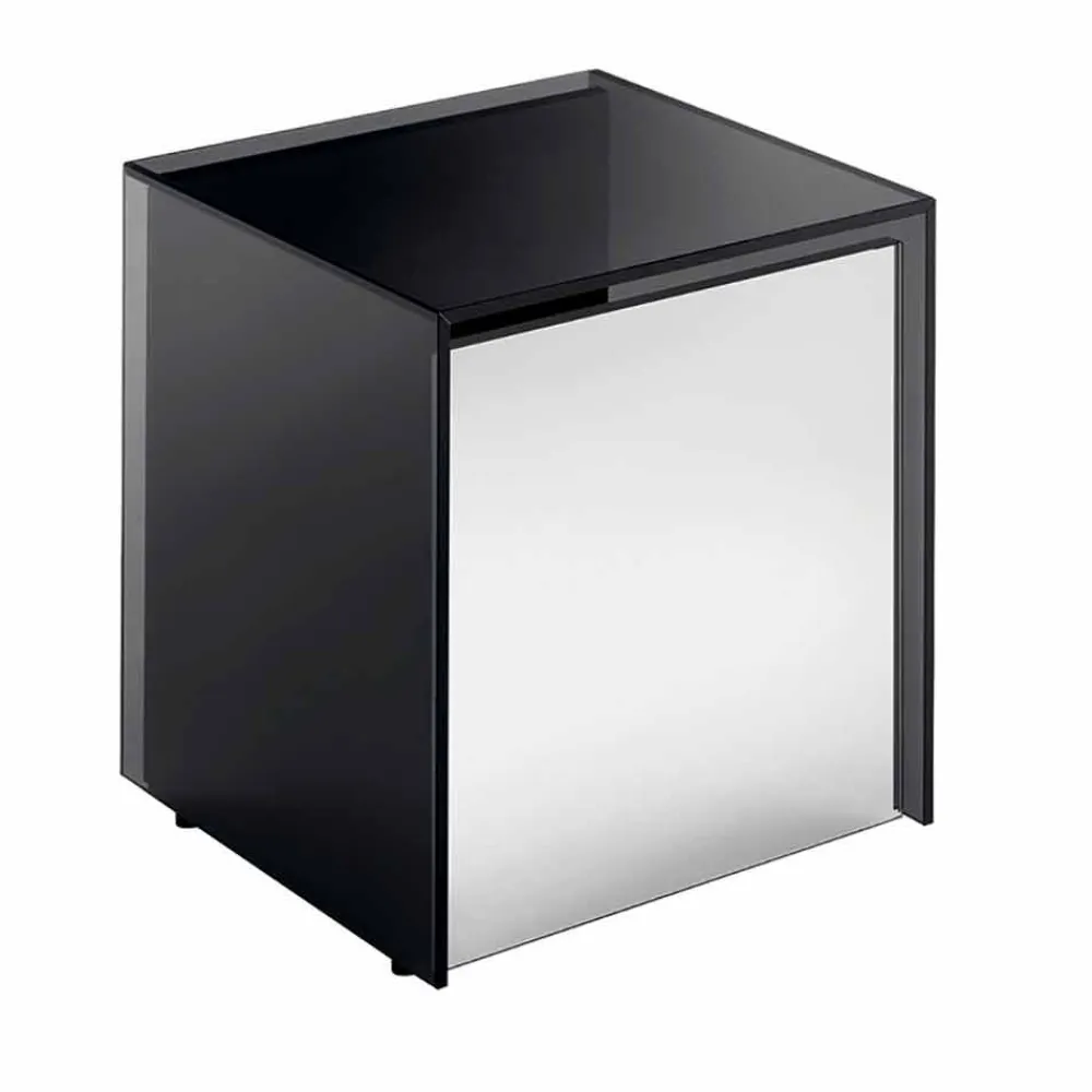 Viadurini Living Nachttische|Moderne Couchtische-Sofa-Beistelltisch oder Nachttisch aus Rauchglas mit Holzschublade - Mantra