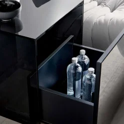 Viadurini Living Nachttische|Moderne Couchtische-Sofa-Beistelltisch oder Nachttisch aus Rauchglas mit Holzschublade - Mantra