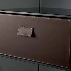 Viadurini Living Nachttische|Moderne Couchtische-Sofa-Beistelltisch oder Nachttisch aus Rauchglas mit Lederschublade - Linzy