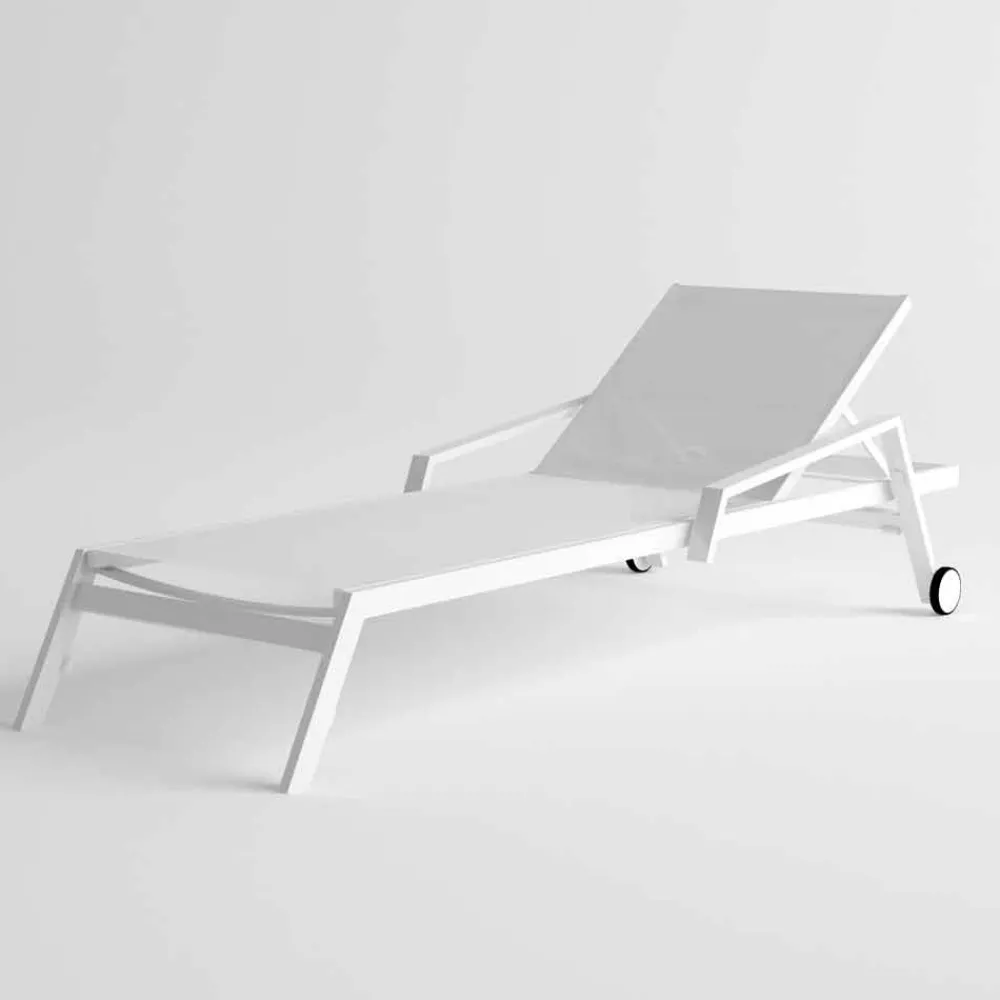 Viadurini in the Garden Sonnenliegen-Sonnenliege im Freien aus Aluminium mit Rädern und Armlehnen Modernes Design - Carmine