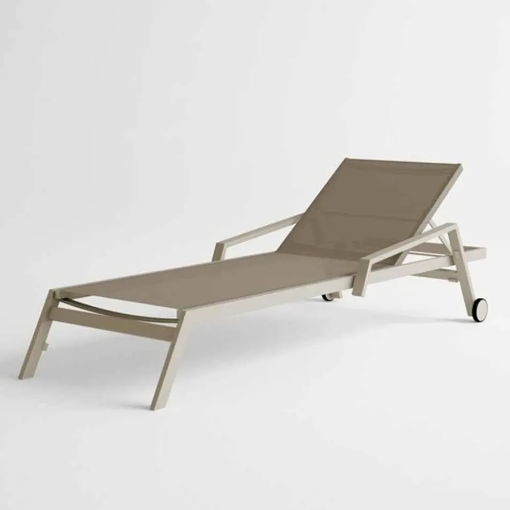 Viadurini in the Garden Sonnenliegen-Sonnenliege im Freien aus Aluminium mit Rädern und Armlehnen Modernes Design - Carmine