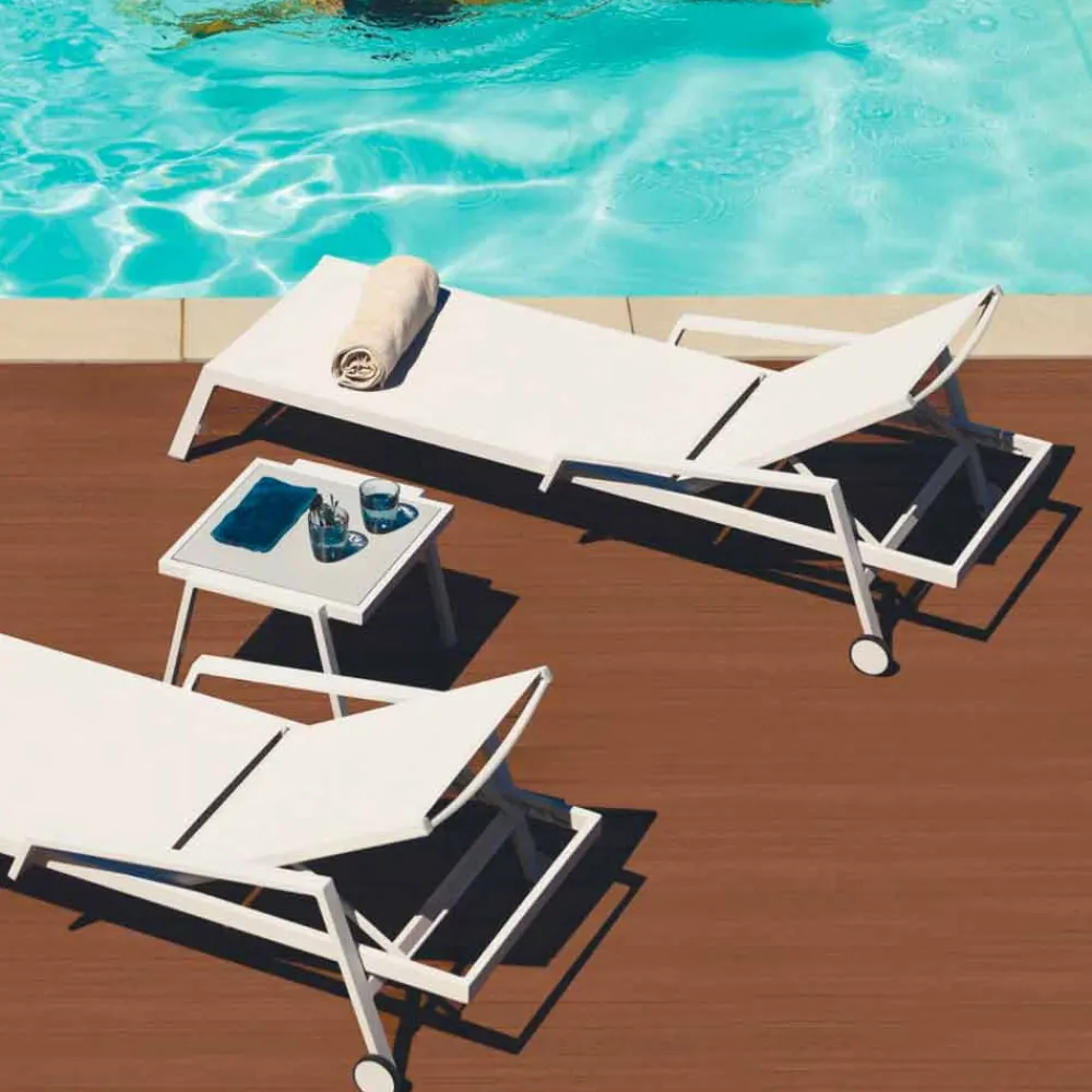 Viadurini in the Garden Sonnenliegen-Sonnenliege im Freien aus Aluminium mit Rädern und Armlehnen Modernes Design - Carmine