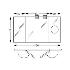 Viadurini Bathroom Badspiegel-Spiegel mit 2 beweglichen Seiten und Vergrößerungsspiegel, hergestellt in Italien – Nelson
