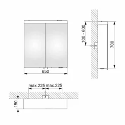 Viadurini Bathroom Badspiegel-Spiegel mit 2 Türen aus silber lackiertem Aluminium, Modern Alfio