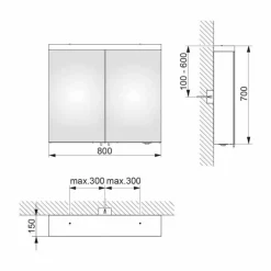 Viadurini Bathroom Badspiegel-Spiegel mit 2 Türen aus silber lackiertem Aluminium, Modern Alfio