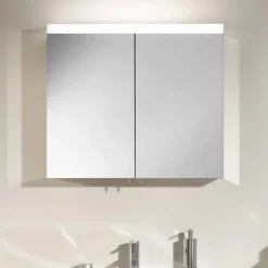 Viadurini Bathroom Badspiegel-Spiegel mit 2 Türen aus silber lackiertem Aluminium, Modern Alfio