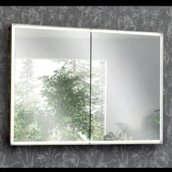 Viadurini Bathroom Badspiegel-Spiegelbehälter aus Holz mit Doppelspiegel und Lichtern, hergestellt in Italien – Darwin