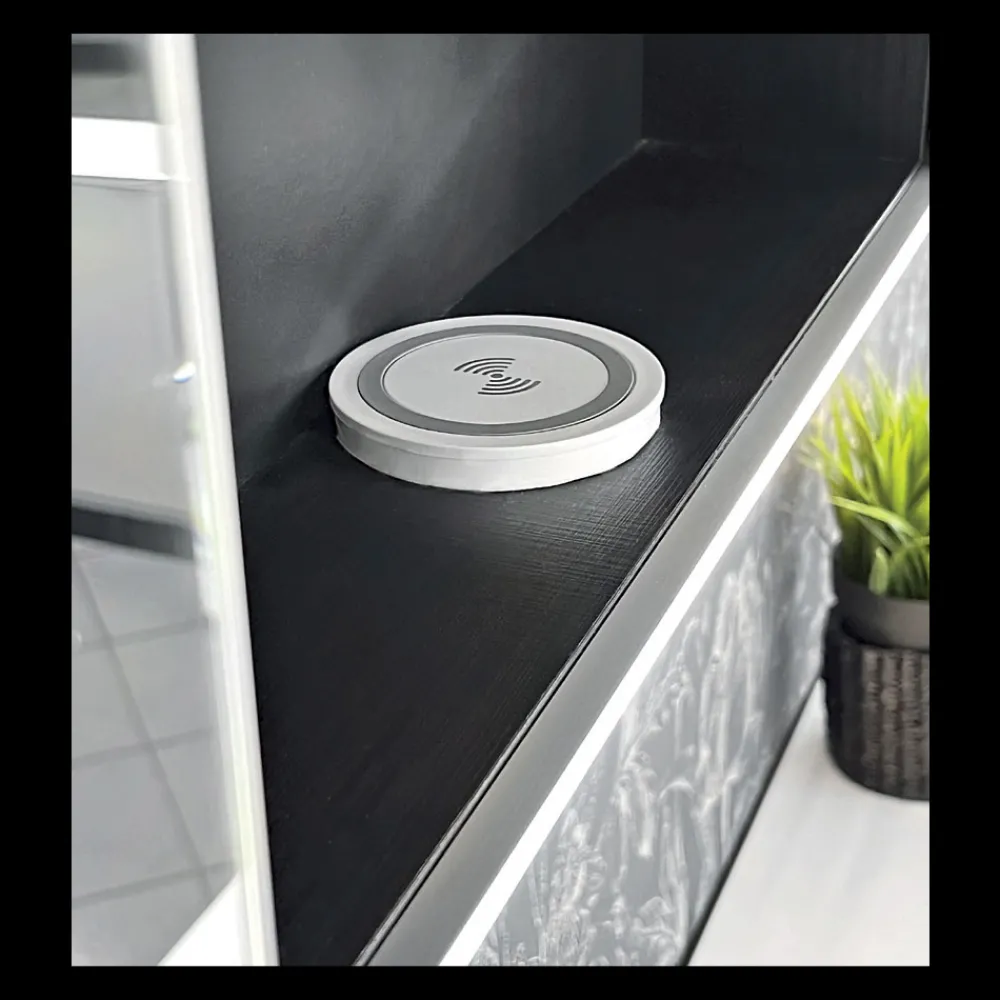 Viadurini Bathroom Badspiegel-Spiegelbehälter aus Holz mit Doppelspiegel und Lichtern, hergestellt in Italien – Darwin