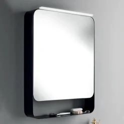 Viadurini Bathroom Badspiegel-Spiegelbehälter aus Metall mit doppelter Spiegeltür und Lichtern, hergestellt in Italien – Jane