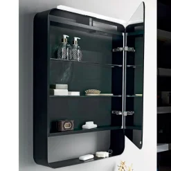 Viadurini Bathroom Badspiegel-Spiegelbehälter aus Metall mit doppelter Spiegeltür und Lichtern, hergestellt in Italien – Jane