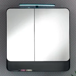 Viadurini Bathroom Badspiegel-Spiegelbehälter aus Metall mit Doppelspiegeltüren und Lichtern, hergestellt in Italien – Galileo