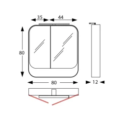 Viadurini Bathroom Badspiegel-Spiegelbehälter aus Metall mit Doppelspiegeltüren und Lichtern, hergestellt in Italien – Galileo