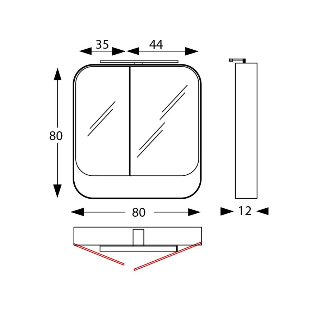Viadurini Bathroom Badspiegel-Spiegelbehälter aus Metall mit Doppelspiegeltüren und Lichtern, hergestellt in Italien – Galileo