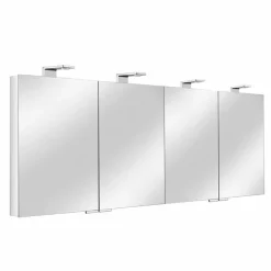 Viadurini Bathroom Badspiegel-Spiegelbehälter mit 4 Kristalltüren mit 12 Regalen und 4 LED-Leuchten - Maxi