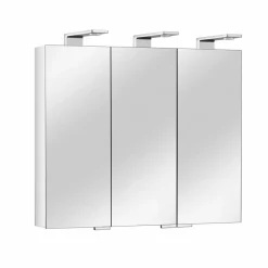 Viadurini Bathroom Badspiegel-Spiegelbehälter mit 3 Kristalltüren und 3 LED-Lichtern, Precious - Maxi