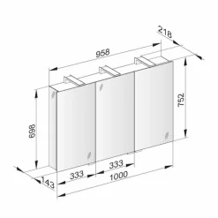 Viadurini Bathroom Badspiegel-Spiegelbehälter mit 3 Kristalltüren und 3 LED-Lichtern, Precious - Maxi