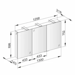 Viadurini Bathroom Badspiegel-Spiegelbehälter mit 3 Kristalltüren und 3 LED-Lichtern, Precious - Maxi