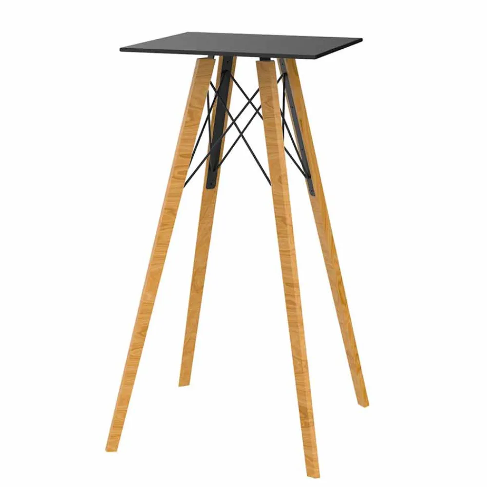 Vondom Garten Beistelltisch-Square Design High Bar Tisch in Holz und HPL, 4 Stück - Faz Wood von