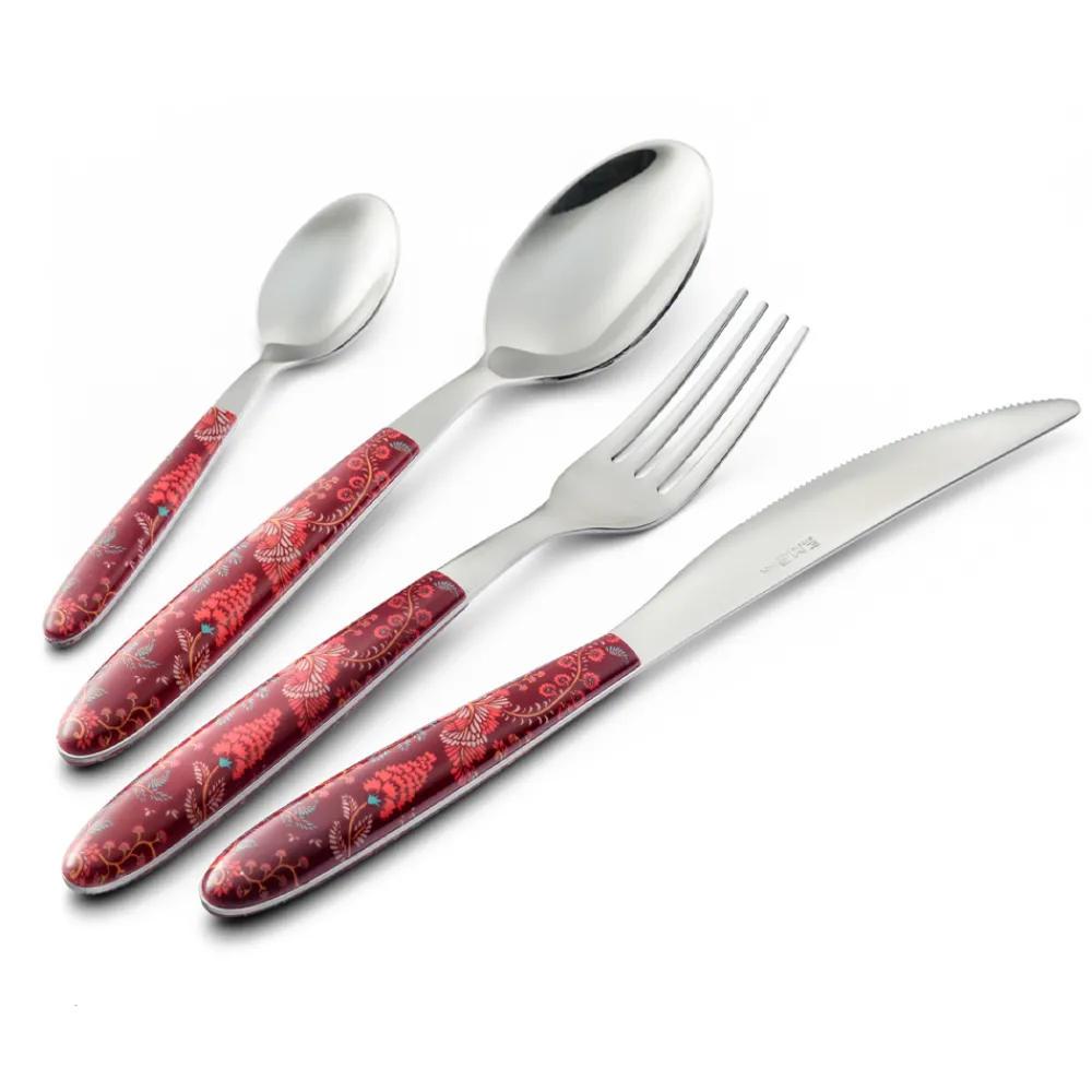 Viadurini Kitchen Besteck Set-Stahl- und Kunststoffbesteck Coloured Arabesque Decor 24 Stück - Alessandra