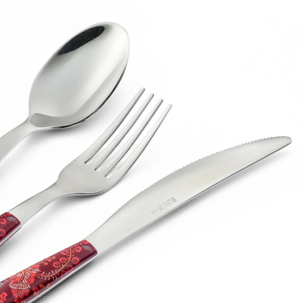 Viadurini Kitchen Besteck Set-Stahl- und Kunststoffbesteck Coloured Arabesque Decor 24 Stück - Alessandra